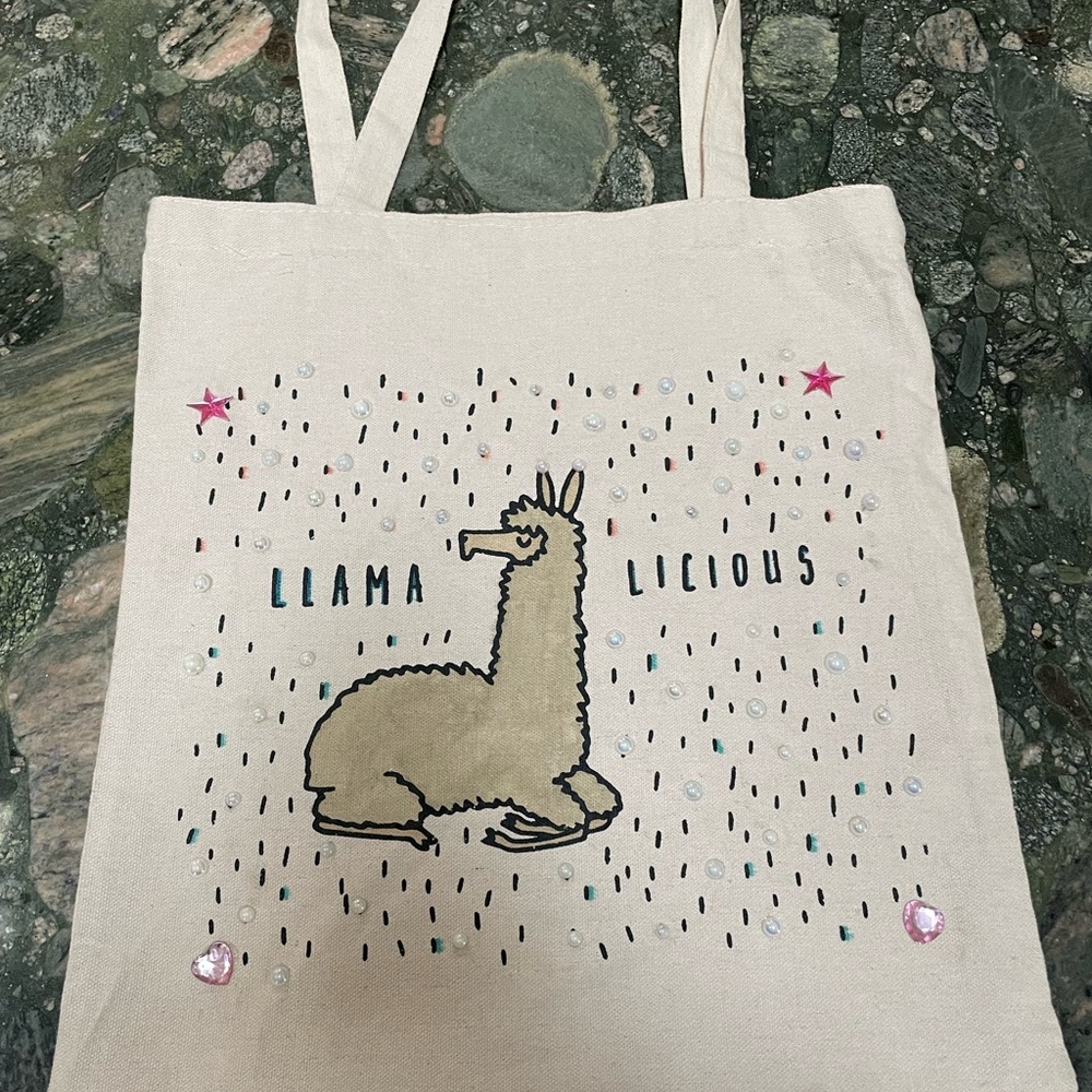 Llama canvas tote bag